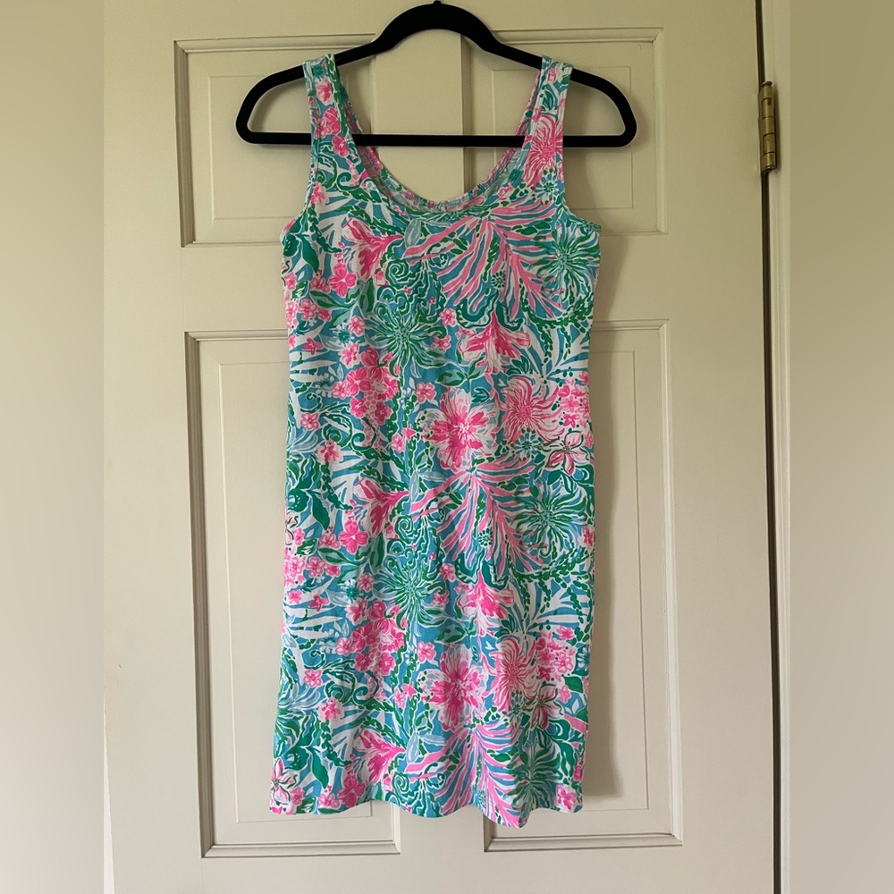 Lilly Pulitzer Women’s Sleeveless Short Dress Size XS Pima Cotton Pink Green